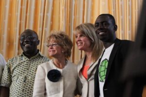 Timothy with Laura Turner (CPF Board Chair) Barbara Pyle (Co Creator of the Captain Planet Series) and Kwasi Atuah (CEO of Life Forms)