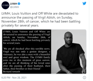 Virgil Abloh: Designer and Off-White founder dies aged 41