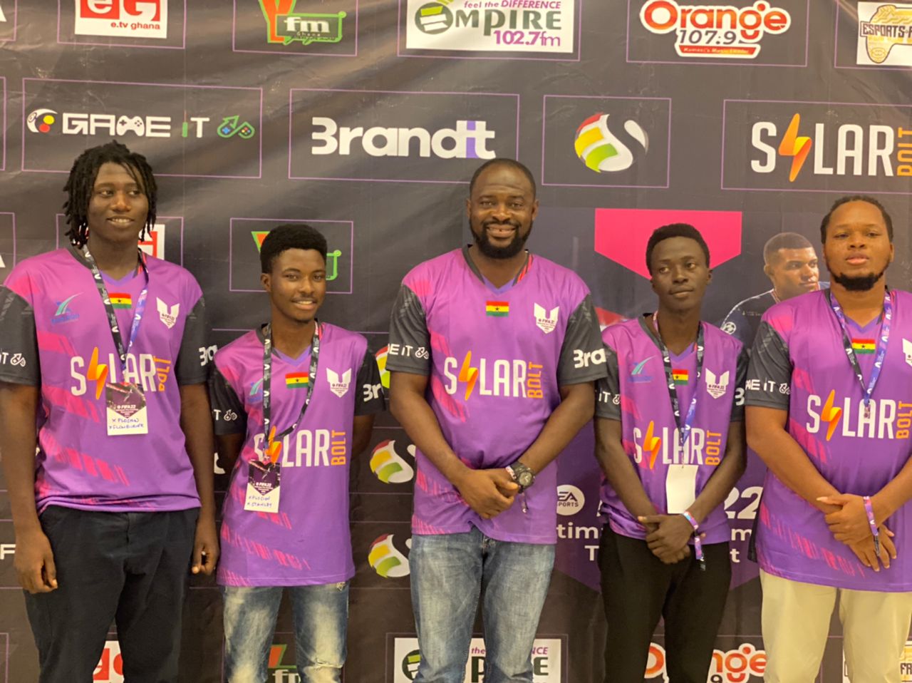 Team Xplosion poses for a picture with the CEO of UPG Esports Agency