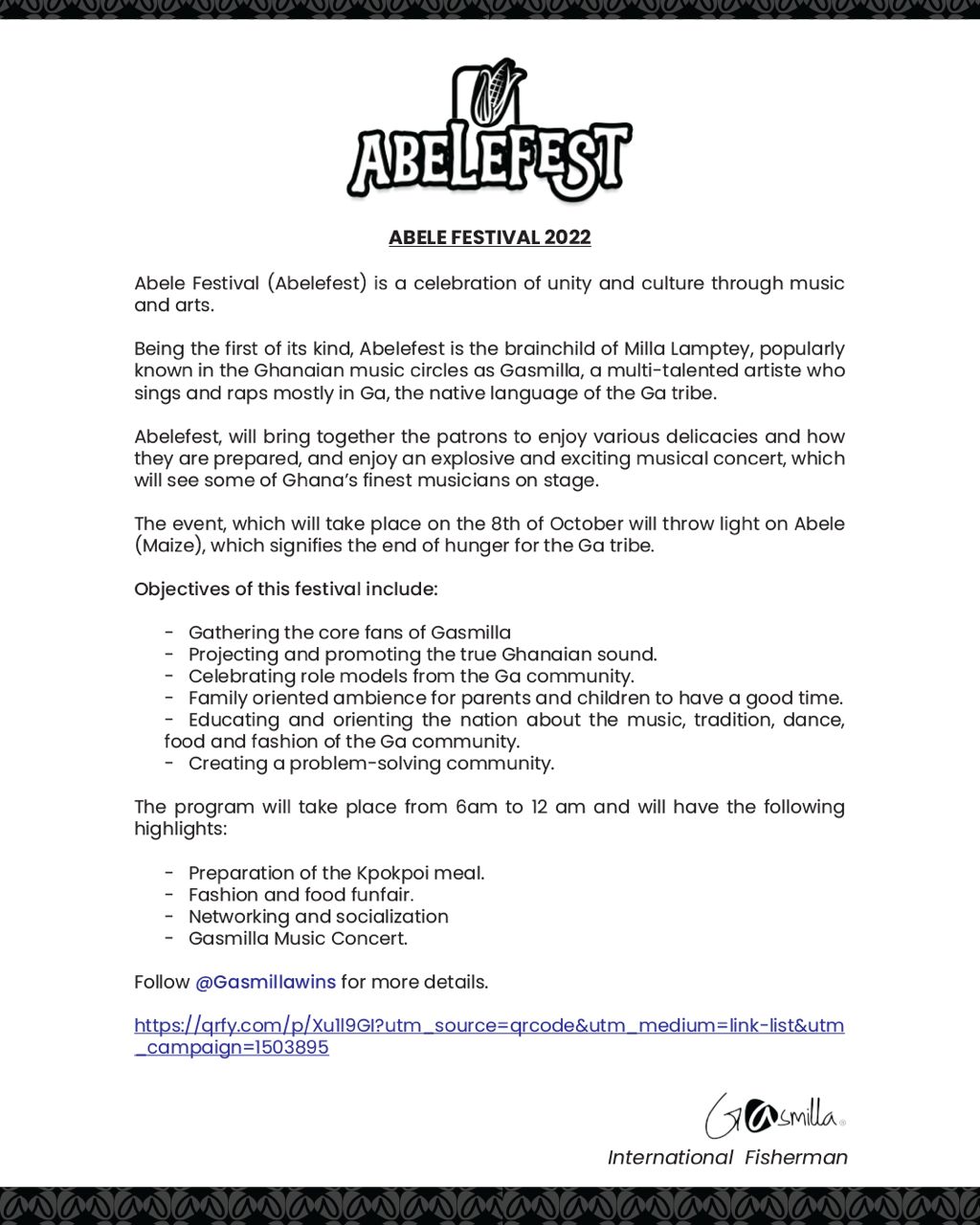 Gasmilla's 'AbeleFest' slated for October 8