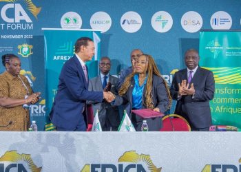 Mrs. Helen Brume, Director Project & Asset-Based Finance, Afreximbank signed the partnership agreement with Mr. Ben Murray-Bruce Founder, Silverbird Group