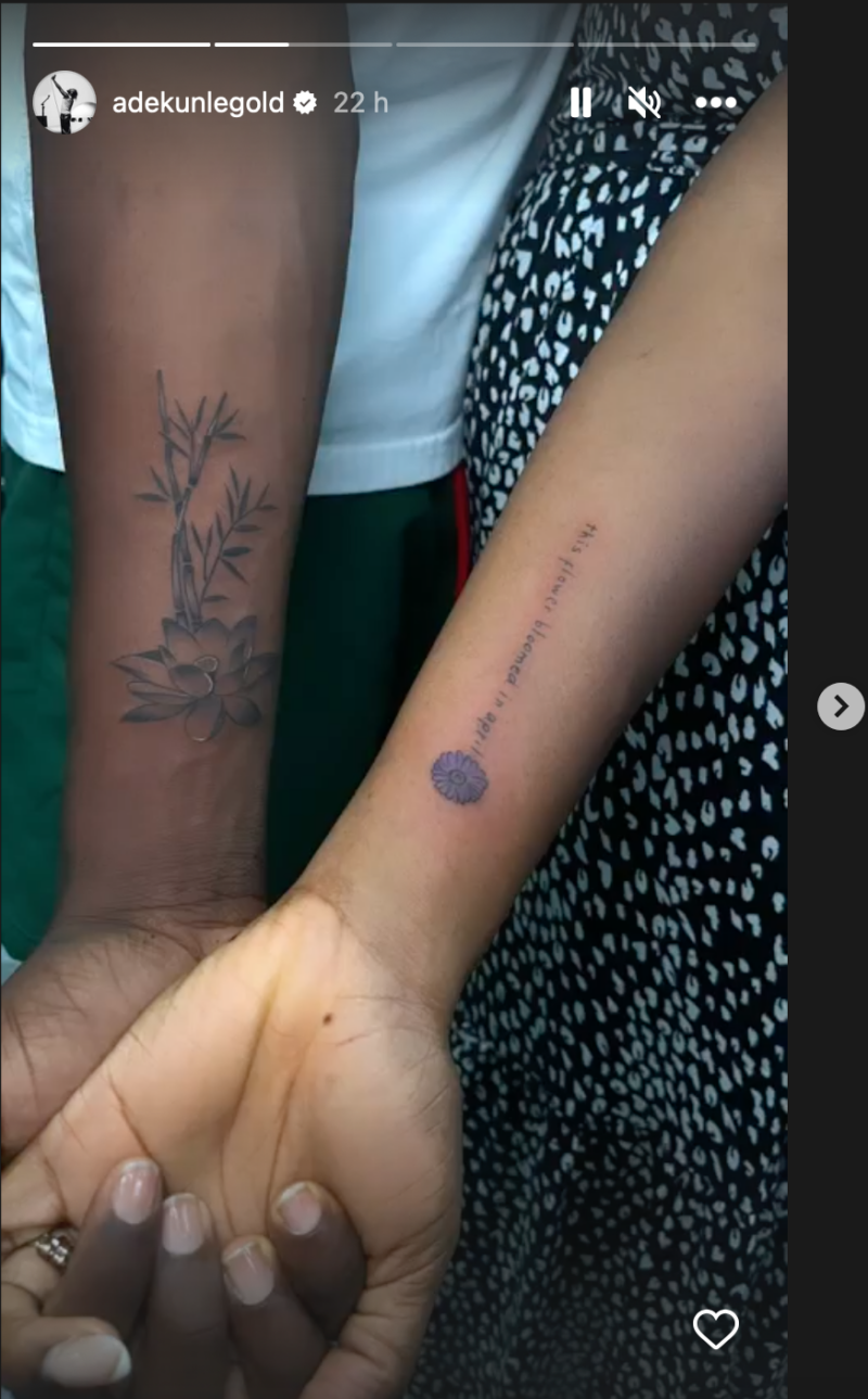 Adekunle Gold and Simi celebrate 4th wedding anniversary with matching tattoos