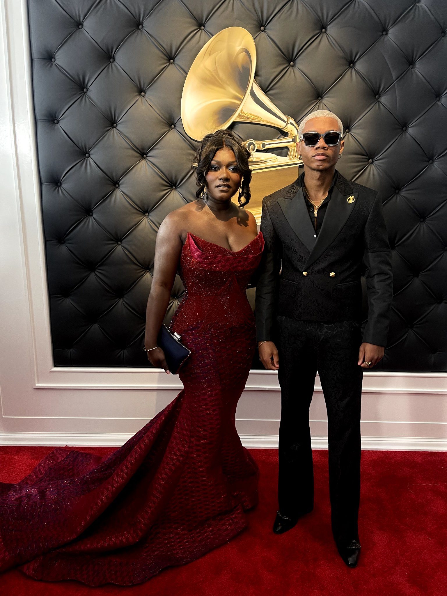 KiDi and Lady Dentaa at the Grammy 2023 red carpet