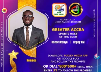 Foklex Media Awards: HappyFM’s Ohene Brenya was nominated for the Host of the Year Award