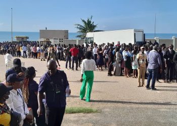 Hundreds queue to watch US Vice President Harris deliver key note speech