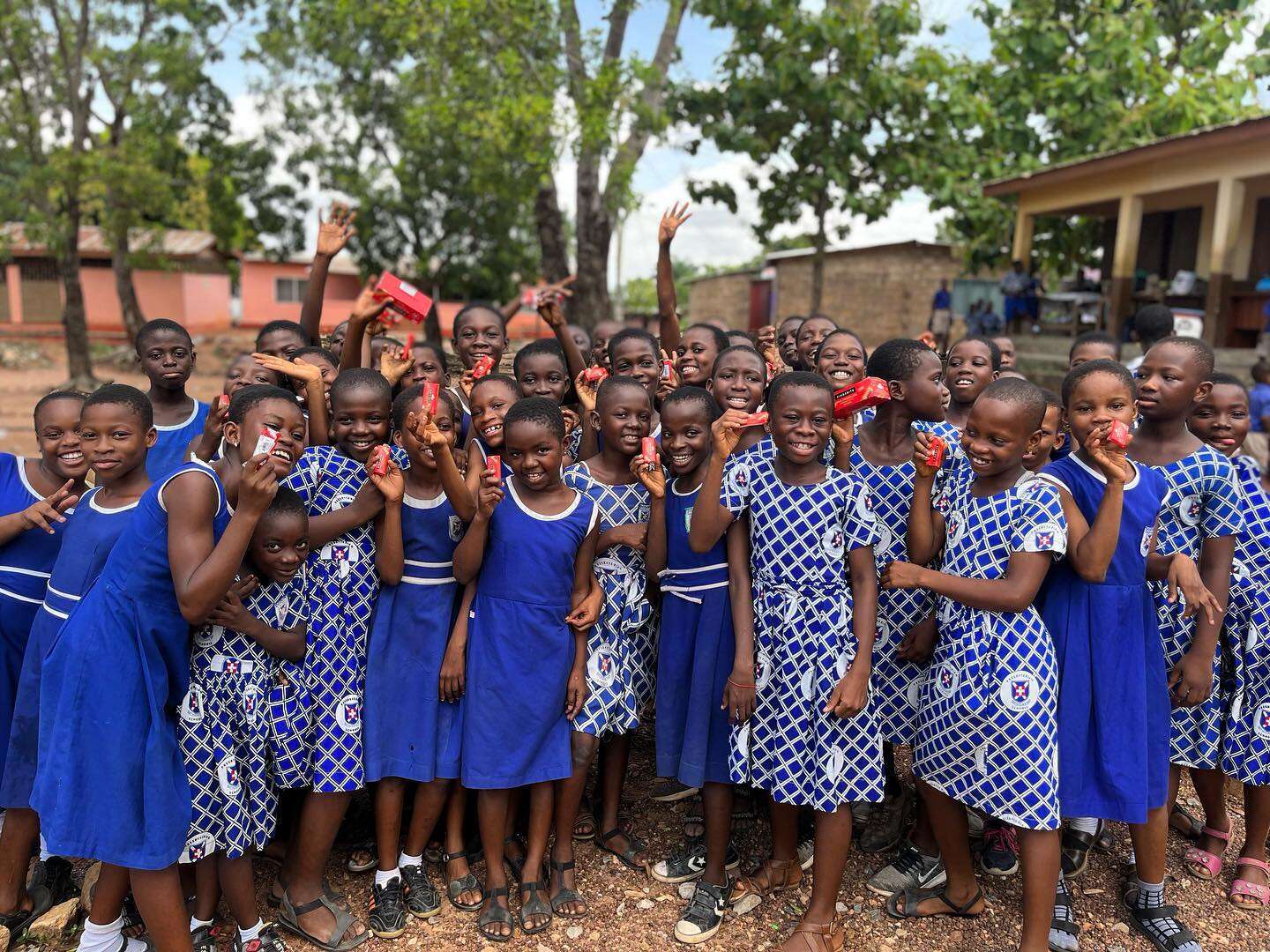 Some students posing for a gleeful shot