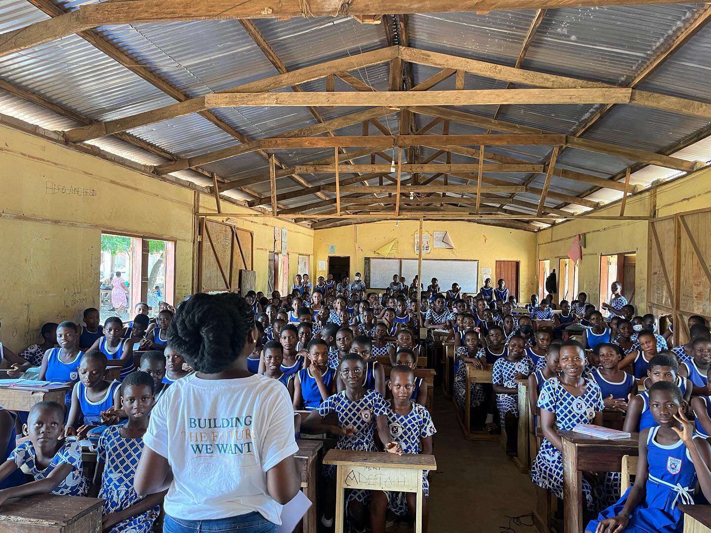 Efya Hemaa, Co-Lead and Coordinator having an engaging section with the girls