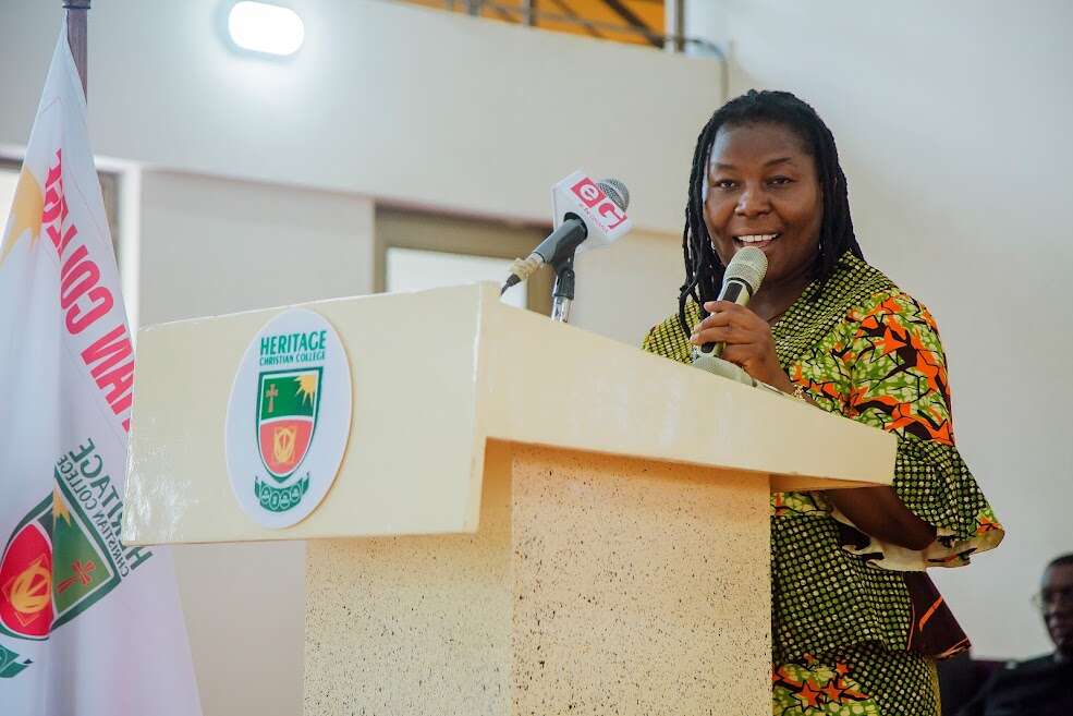 Guest Speaker, Ms. Sena Dake, the President of the Institute of Chartered Accountants Ghana delivering her speech 