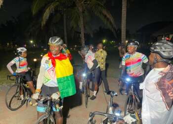 Swing for Autism - Play with Stephen Cyclists arrive in Accra at La-Palm Royal Beach Hotel from Lagos