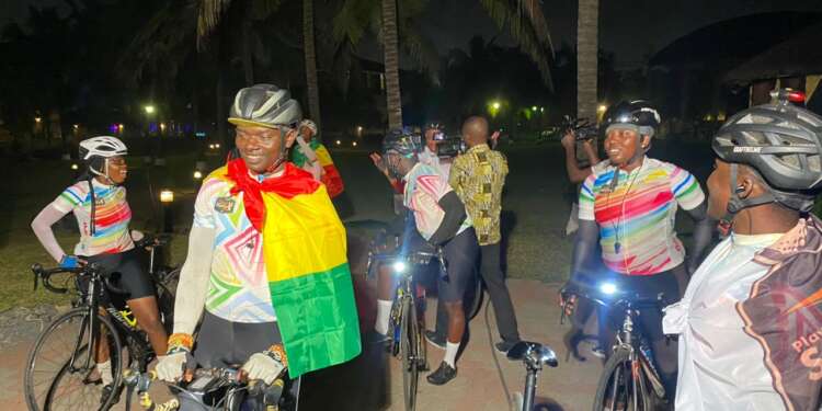 Swing for Autism - Play with Stephen Cyclists arrive in Accra at La-Palm Royal Beach Hotel from Lagos