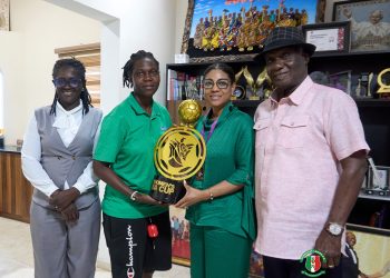 Hasaacas Ladies present FA Cup trophy and WPL medal to NGUVU Mining