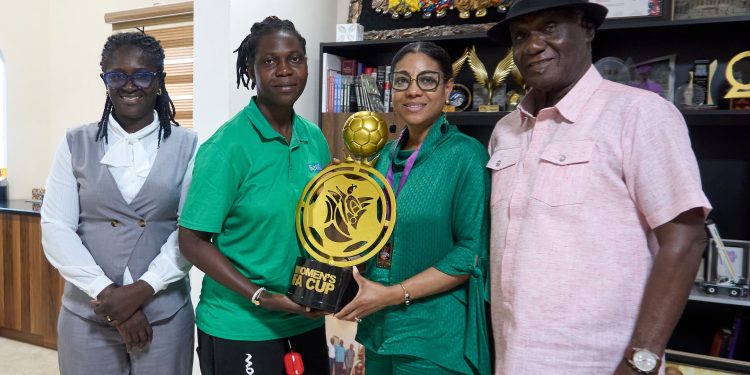 Hasaacas Ladies present FA Cup trophy and WPL medal to NGUVU Mining